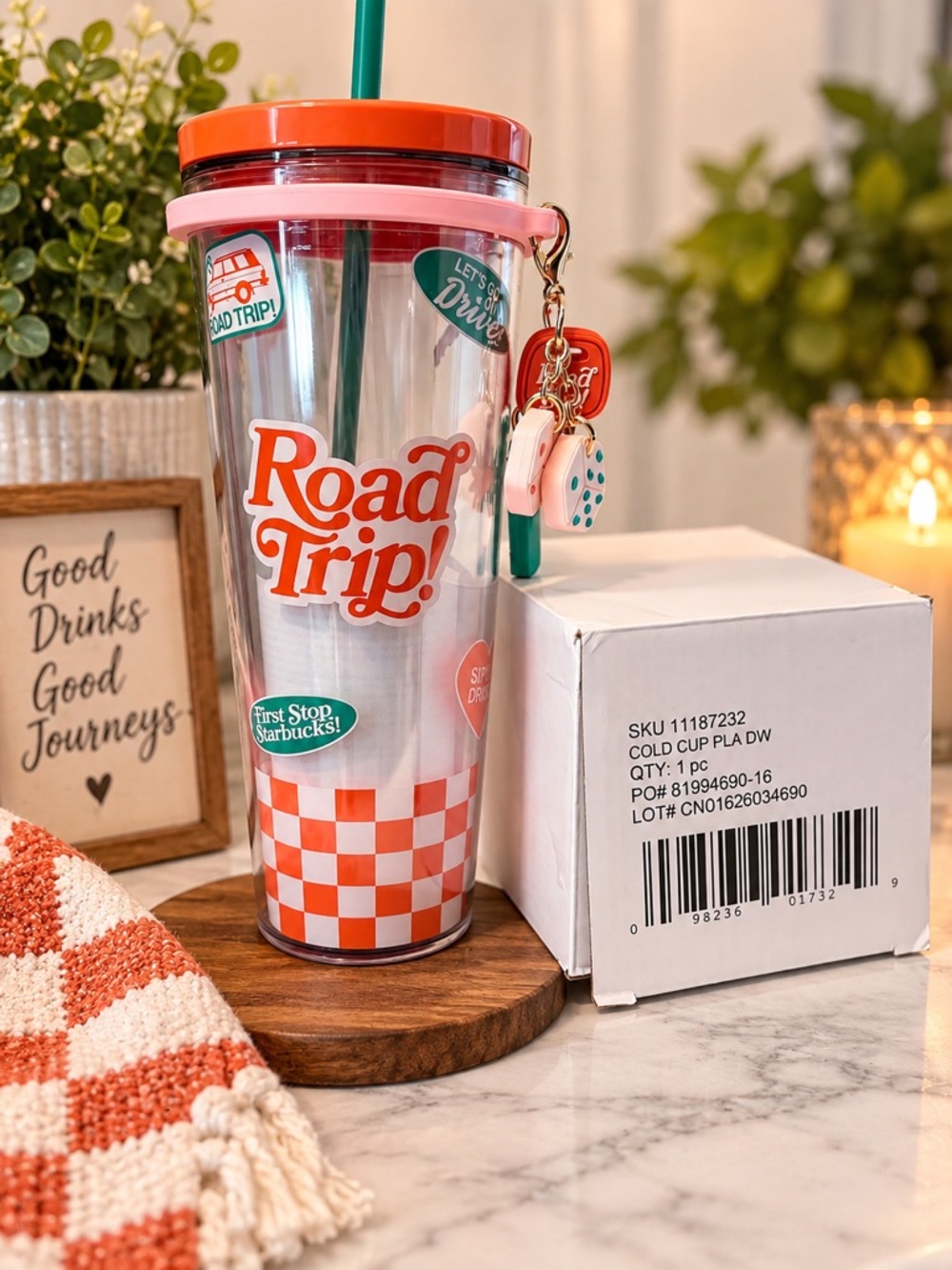 Starbucks x Dandy Road Trip Cold Cup 24oz NWT Charms Limited Edition